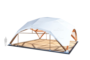 Деревянный шатер QUADRO RT 144/12 с размерами 12x12 м. вмещает до 96 чел.