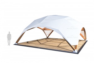 Деревянный шатер QUADRO RT 81/9 с размерами 9x9 м. вмещает до 48 чел.
