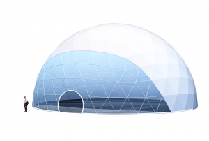 Сферический шатер SPHERE RT380D22 с размерами 22x22 м. вмещает до 190 чел.