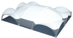 Арочный шатер ARCH EXTRA 76mm SQUARE LONG RT500/10/5X1 с размерами 25x20 м. вмещает до 250 чел.