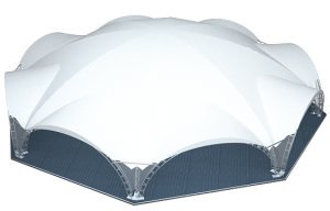 Арочный шатер ARCH OCTA RT305/8 с размерами 19x21 м. вмещает до 152 чел.