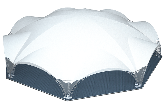 Арочный шатер ARCH OCTA RT460/10 с размерами 26x24 м. вмещает до 230 чел.