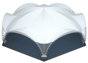 Арочный шатер ARCH EXTRA 76mm HEXA RT260/10 с размерами 20x17,4 м. вмещает до 130 чел.