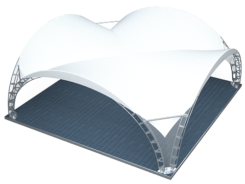 Арочный шатер ARCH RT100/10 с размерами 10x10 м. вмещает до 50 чел.
