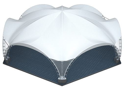 Арочный шатер ARCH HEXA RT163/8 с размерами 14x16 м. вмещает до 81 чел.