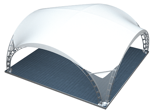 Арочный шатер ARCH DUNE RT64/8 с размерами 8x8 м. вмещает до 32 чел.
