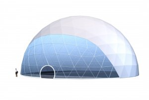 Сферический шатер SPHERE RT615D28 с размерами 28x28 м. вмещает до 307 чел.