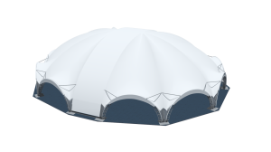 Арочный шатер ARCH DECA LONG RT785/10/5X1 с размерами 35x30 м. вмещает до 390 чел.