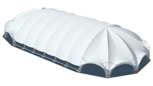 Арочный шатер ARCH EXTRA 76mm DECA LONG RT1600/10/5X6 с размерами 60x30 м. вмещает до 780 чел.