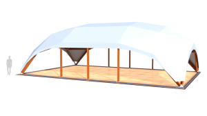 Деревянный шатер QUADRO LONG RT126/14/9 с размерами 126 м. вмещает до 63 чел.