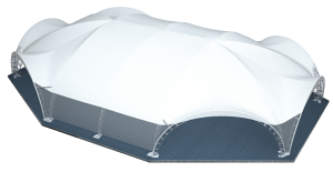 Арочный шатер ARCH EXTRA 76mm HEXA LONG RT460/10/5X2 с размерами 27x20 м. вмещает до 230 чел.