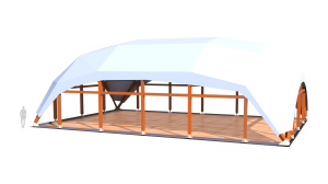 Деревянный шатер QUADRO LONG RT260/20/13 с размерами 260 м. вмещает до 130 чел.
