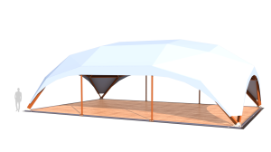 Деревянный шатер QUADRO LONG RT150/15/10 с размерами 150 м. вмещает до 75 чел.