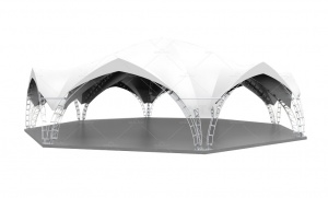 Арочный шатёр DUBAI OCTA RT174/6 с размерами 14,5x14,5 м. вмещает до 87 чел.