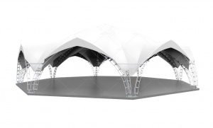 Арочный шатёр DUBAI OCTA RT309/8 с размерами 19,5x19,5 м. вмещает до 154 чел.