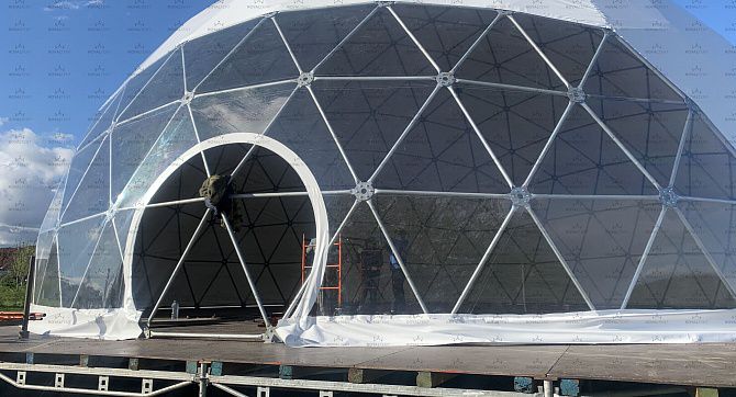 Строительство сферического шатра для мероприятия StartUp Village в Сколково