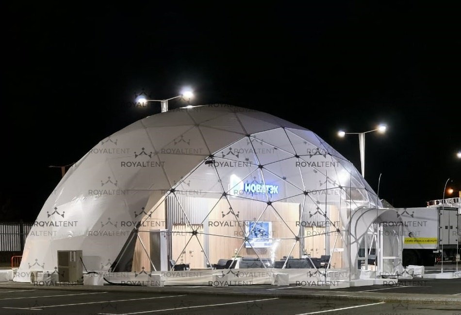 Аренда сферической конструкции  314 м2  cферический шатер SPHERE RT314D20 для компании Новотек, г. Владивосток