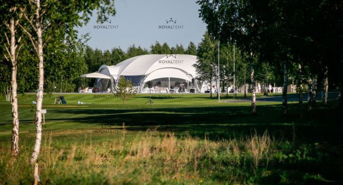 Установка арочных шатров для гольф-клуба «Южный Урал», г. Челябинск