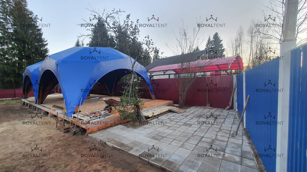 Установка шатра из клееного бруса для туристического клуба «БлагоГория»