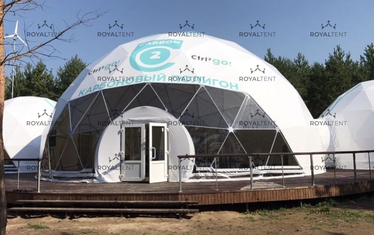 Монтаж первого в России Карбонового полигона с использованием сферических шатров SPHERE RT200D16 и SPHERE RT113D12, г. Калуга