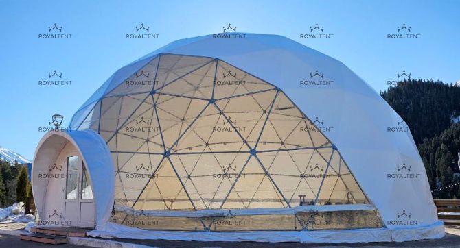 Установка сферического шатра на горнолыжном курорте Архыз