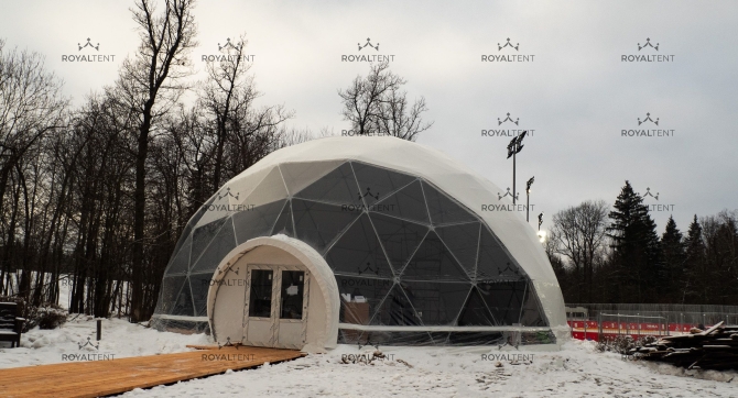 Установка зимнего сферического шатра для парка культуры, спорта и отдыха им. Героя России Ларисы Лазутиной
