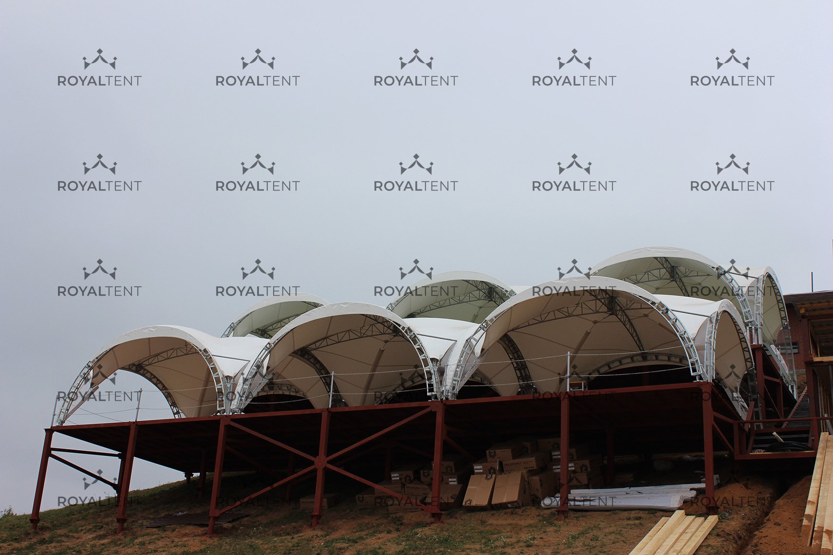 Арочные шатры для первого Танкового биатлона в 2013 г.