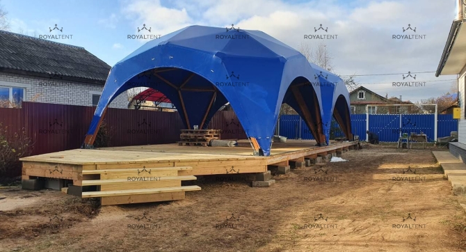 Установка шатра из клееного бруса для туристического клуба «БлагоГория»