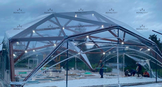 Строительство шатров из клееного бруса для парк-отеля в Горном Алтае